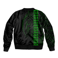 Polynesian Bomber Jacket Hawaiian Warrior and Aloha Girl With Hammerhead Shark Tattoos Green LT6 - Polynesian Pride