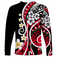 Plumeria Polynesian Long Sleeve Shirt Trending Red LT6 - Polynesian Pride