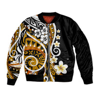 Plumeria Polynesian Bomber Jacket Trending Gold LT6 Unisex Gold - Polynesian Pride