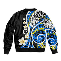 Plumeria Polynesian Bomber Jacket Trending Blue LT6 - Polynesian Pride