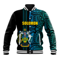 Custom Solomon Islands Baseball Jacket Polynesian Tribal LT6 Unisex Blue - Polynesian Pride
