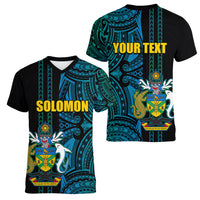 Custom Solomon Islands Women V Neck T Shirt Polynesian Tribal LT6 - Polynesian Pride