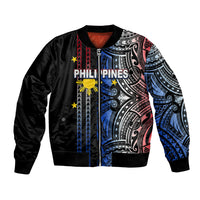 Custom Philippines Bomber Jacket Polynesian Tribal Black LT6 Unisex Black - Polynesian Pride