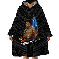 (Custom Personalised) Samoa Pride Wearable Blanket Hoodie Simple Black Style LT6 - Polynesian Pride
