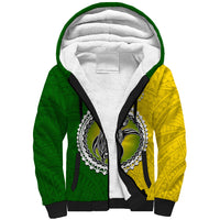 Cook Islands Sherpa Hoodie Yellow-Green Half Style LT6 Unisex Green - Polynesian Pride