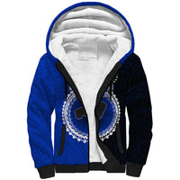 Custom Pukapuka Of Cook Islands Sherpa Hoodie Mix Half Black LT6 Unisex Blue - Polynesian Pride