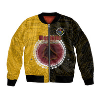 Custom Manihiki Of Cook Islands Bomber Jacket Mix Half Black LT6 Unisex Yellow - Polynesian Pride