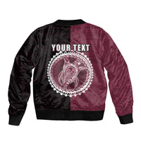 Custom Mangaia Of Cook Islands Sleeve Zip Bomber Jacket Mix Half Black LT6 - Polynesian Pride