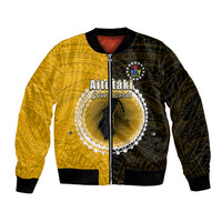 Custom Atutaki Of Cook Islands Bomber Jacket Mix Half Black LT6 Unisex Yellow - Polynesian Pride