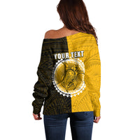 Custom Atutaki Of Cook Islands Off Shoulder Sweater Mix Half Black LT6 - Polynesian Pride