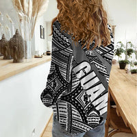 Polynesian Guam Women Casual Shirt with Coat Of Arms Claws Style - White LT6 - Polynesian Pride