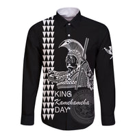 Custom Hawaii Long Sleeve Button Shirt King Kamehameha Day - White LT6 Unisex White - Polynesian Pride