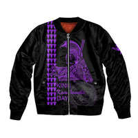 Custom Hawaii Bomber Jacket King Kamehameha Day - Purple LT6 Unisex Purple - Polynesian Pride