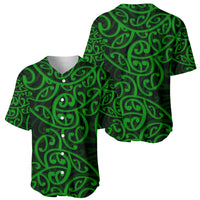 New Zealand Baseball Jersey Maori Pattern Green LT6 - Polynesian Pride