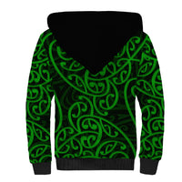 New Zealand Sherpa Hoodie Maori Pattern Green LT6 - Polynesian Pride
