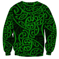 New Zealand Sweatshirt Maori Pattern Green LT6 - Polynesian Pride