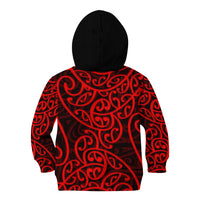New Zealand Kid Hoodie Maori Pattern Red LT6 - Polynesian Pride