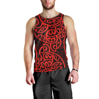 New Zealand Men Tank Top Maori Pattern Red LT6 - Polynesian Pride