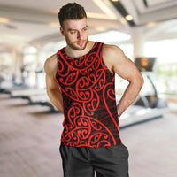 New Zealand Men Tank Top Maori Pattern Red LT6 - Polynesian Pride