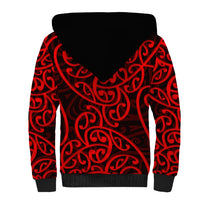 New Zealand Sherpa Hoodie Maori Pattern Red LT6 - Polynesian Pride