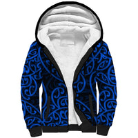 New Zealand Sherpa Hoodie Maori Pattern Blue LT6 Unisex Blue - Polynesian Pride