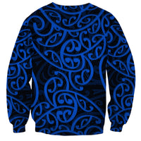 New Zealand Sweatshirt Maori Pattern Blue LT6 - Polynesian Pride