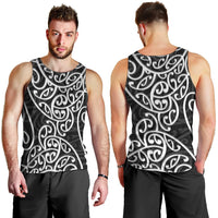New Zealand Men Tank Top Maori Pattern White LT6 - Polynesian Pride