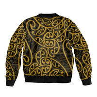 New Zealand Bomber Jacket Maori Pattern Gold LT6 - Polynesian Pride