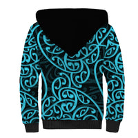 New Zealand Sherpa Hoodie Maori Pattern Light Blue LT6 - Polynesian Pride