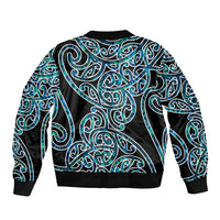 New Zealand Sleeve Zip Bomber Jacket Maori Pattern Papua Shell LT6 - Polynesian Pride