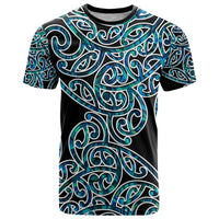 New Zealand T Shirt Maori Pattern Papua Shell LT6 Green - Polynesian Pride
