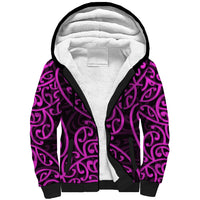 New Zealand Sherpa Hoodie Maori Pattern Purple LT6 Unisex Purple - Polynesian Pride