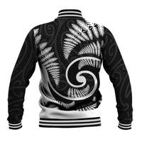 New Zealand Baseball Jacket Maori With Silver Fern White LT6 - Polynesian Pride