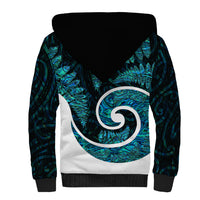 New Zealand Sherpa Hoodie Maori With Silver Fern Papua Shell Green Ver.1 LT6 - Polynesian Pride