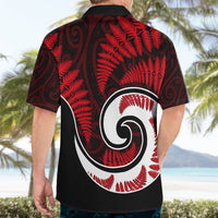 New Zealand Hawaiian Shirt Maori With Silver Fern Red LT6 - Polynesian Pride