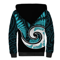 New Zealand Sherpa Hoodie Maori With Silver Fern Light Blue LT6 - Polynesian Pride