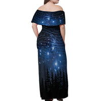Matariki Te Tau Hou Māori Off Shoulder Maxi Dress New Zealand Starry Sky LT7 - Polynesian Pride