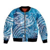 World Ocean Day Polynesian Pattern Bomber Jacket Crystal Waves
