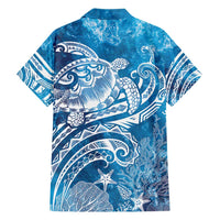 World Ocean Day Polynesian Pattern Family Matching Short Sleeve Bodycon Dress and Hawaiian Shirt Crystal Waves
