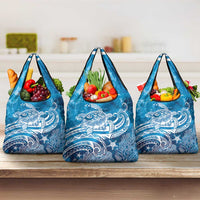 World Ocean Day Polynesian Pattern Grocery Bag Crystal Waves