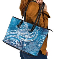 World Ocean Day Polynesian Pattern Leather Tote Bag Crystal Waves