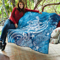 World Ocean Day Polynesian Pattern Quilt Crystal Waves