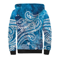World Ocean Day Polynesian Pattern Sherpa Hoodie Crystal Waves