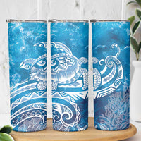 World Ocean Day Polynesian Pattern Skinny Tumbler Crystal Waves