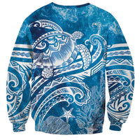 World Ocean Day Polynesian Pattern Sweatshirt Crystal Waves