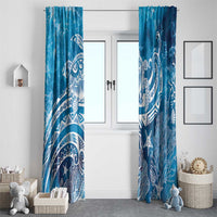 World Ocean Day Polynesian Pattern Window Curtain Crystal Waves