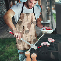 Aloha Hawaii Vintage Kahili Pa'a Lima Apron Palaka Print Cozy Beige