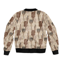 Aloha Hawaii Vintage Kahili Pa'a Lima Bomber Jacket Palaka Print Cozy Beige