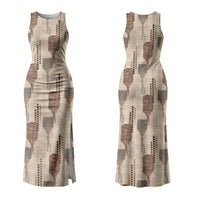 Aloha Hawaii Vintage Kahili Pa'a Lima Couples Matching Tank Maxi Dress and Hawaiian Shirt Palaka Print Cozy Beige