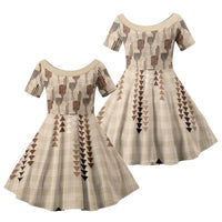 Aloha Hawaii Vintage Kahili Pa'a Lima Family Matching Mermaid Dress and Hawaiian Shirt Palaka Print Cozy Beige